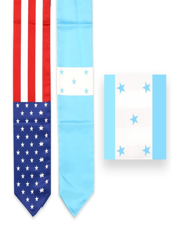 LLBFHH USA And Honduras Flag Graduation Stole, Satin Embroidery Graduation Sash for International Students, 72 Inch Length. - Image 4